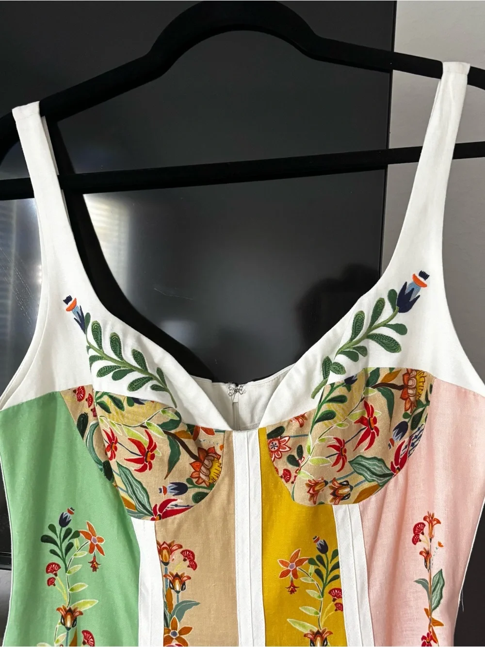 FARM Rio Yellow, Green and Cream Floral Panel Maxi Dress linen M - Picture 10 of 16